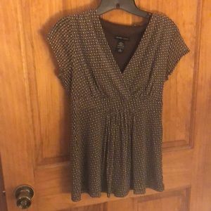 Brown and white sheer blouse